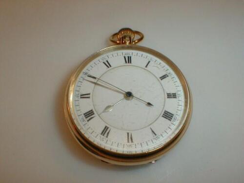 An 18ct gold open faced stop watch pocket watch