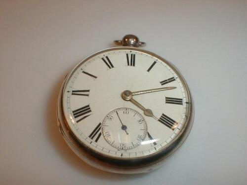 A silver cased open face pocket watch fuse£ movement