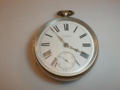 A silver cased open face pocket watch