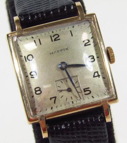 A gentleman's 9ct gold cased Mappin Art Deco wristwatch