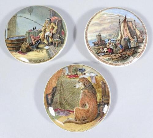 Three various Prattware pot lids