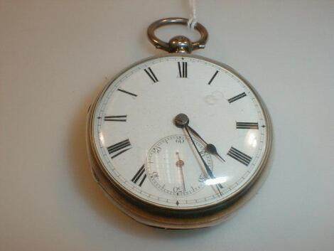 A silver cased open face pocket watch