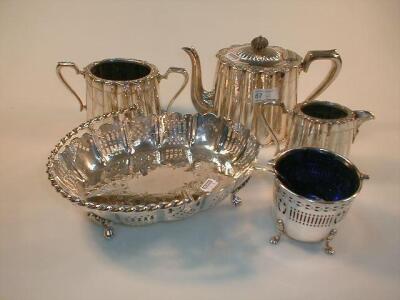 An electroplate three piece tea service