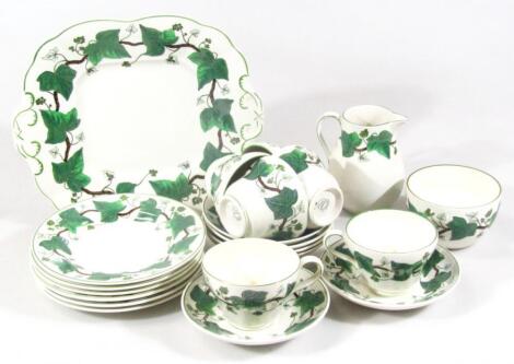 A Wedgwood of Etruria & Barlaston Napoleon Ivy pattern part tea service