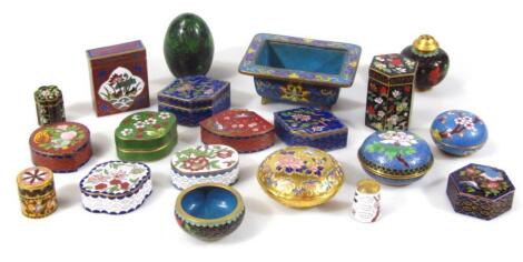 Various 20thC cloisonné enamel miniature boxes