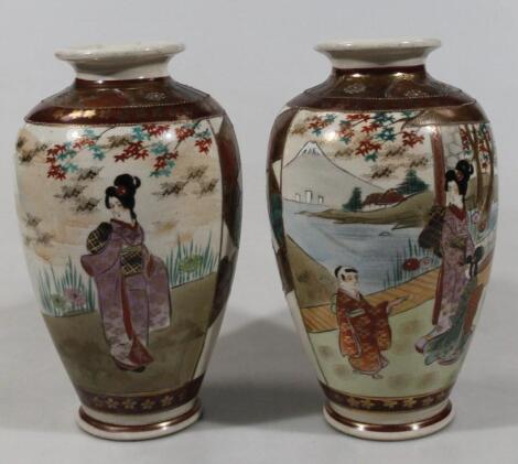 A pair of late Meiji period Japanese satsuma vases