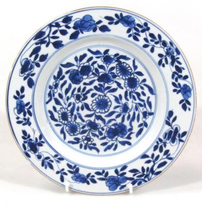 A 17thC style Chinese blue and white porcelain plate