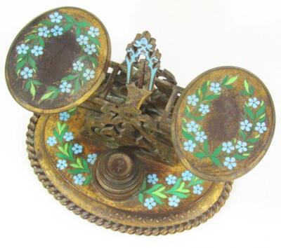 An early 20thC metal and cloisonné finish table scale - 2