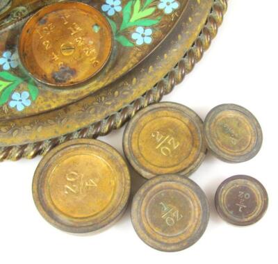 An early 20thC metal and cloisonné finish table scale - 4