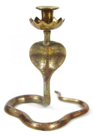 An early 20thC brass candlestick