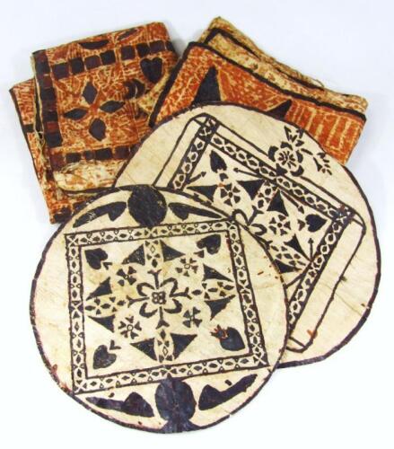 Four examples of Polynesian book cloth