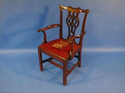 A Chinese Chippendale design mahogany carver chair with pierced vase splat