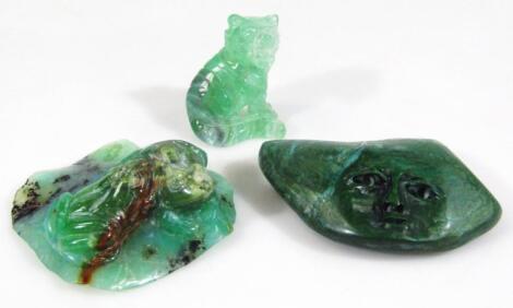 A malachite style polished stone carving