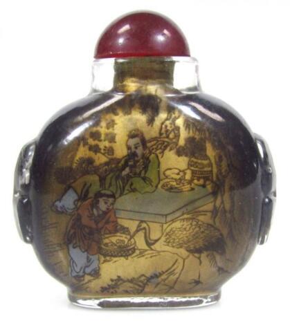 A 20thC Japanese reverse glass snuff bottle