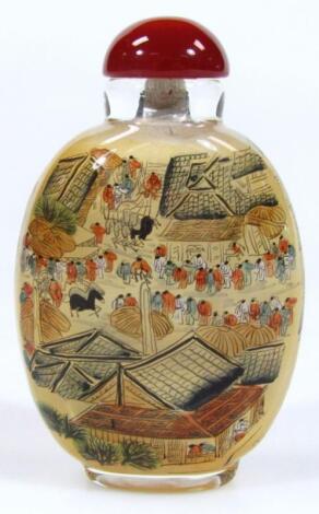 A 20thC Japanese reverse glass snuff bottle