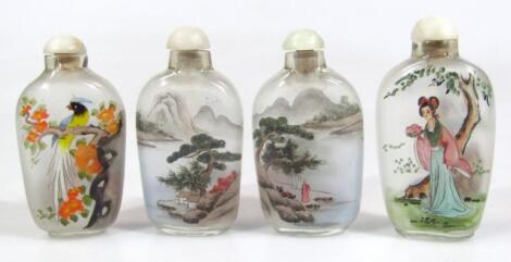 Three Japanese reverse glass snuff bottles