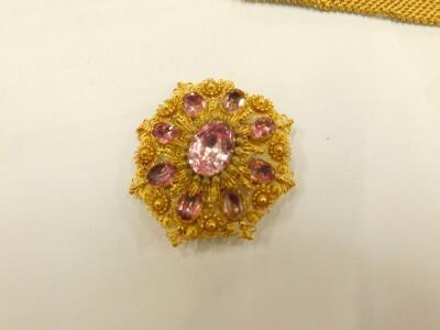 A suite of early 19thC pink topaz jewellery - 8