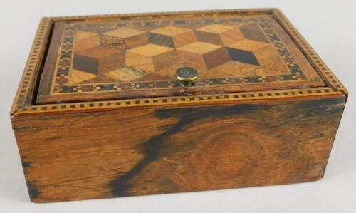 A 19thC Tunbridge Ware and parquetry box