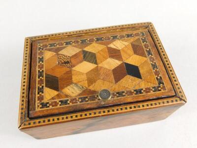 A 19thC Tunbridge Ware and parquetry box - 3