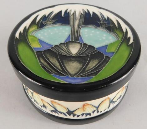 A Moorcroft trial piece circular box and cover