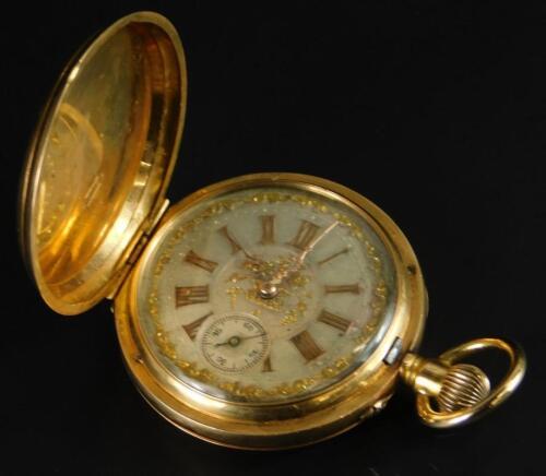 A late 19thC Continental 18ct gold gentleman's full hunter pocket watch