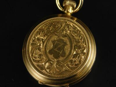 A late 19thC Continental 18ct gold gentleman's full hunter pocket watch - 2