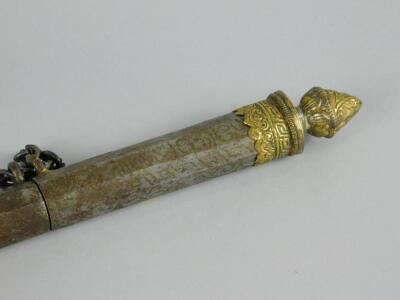 A Tibetan damascened iron and gilt metal pen case - 2