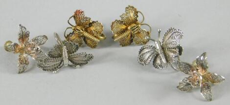 Three pairs of filigree earrings