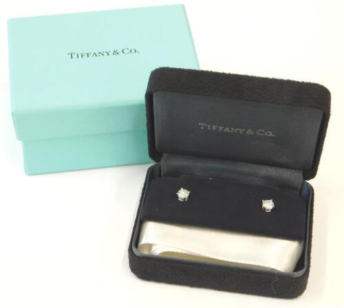 A pair of Tiffany & Co diamond and platinum stud earrings