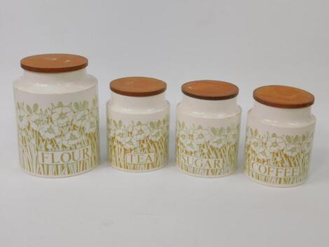 Four Hornsea pottery storage jars