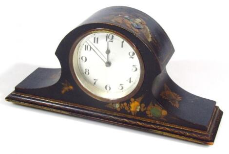 A 20thC japanned mantel clock