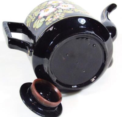 A Victorian pottery double spouted teapot - 5