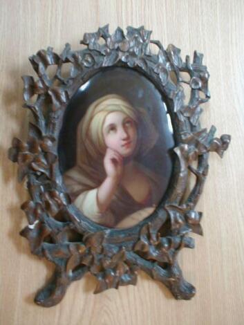 A 19thC Continental porcelain oval plaque