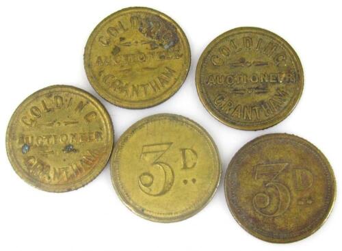 Five Grantham Golding Auctioneer tokens