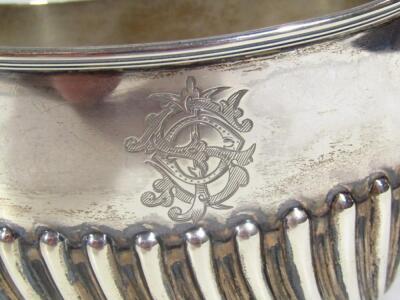 A Victorian harlequin silver three piece tea service - 6