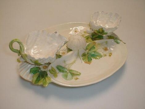 A 19thC pottery strawberry dish