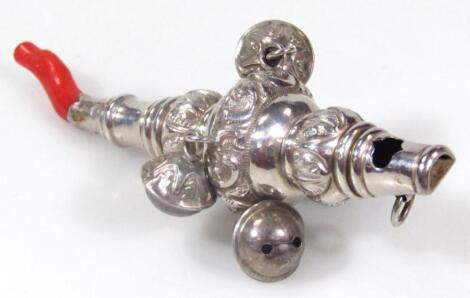 A Victorian silver child's rattle