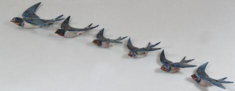 Six various Beswick swallow wall plaques