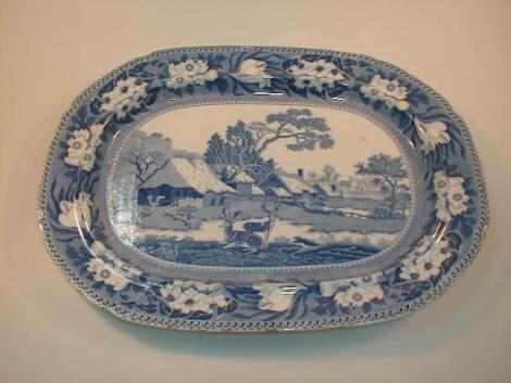 A mid 19thC Rogers blue and white meat dish