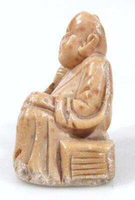 An early 20thC Chinese Qing period soapstone figure of a Hotei - 4