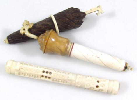 A late 19thC/early 20thC bone needle case