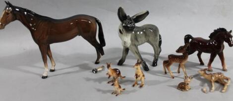 A Beswick brown and white colourway hunter horse