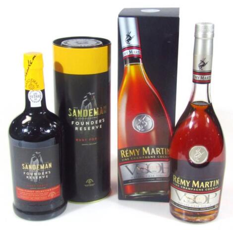 A boxed bottle of Remy Martin VSOP brandy