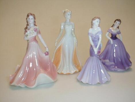 Four Coalport debutant figures titled "Amanda