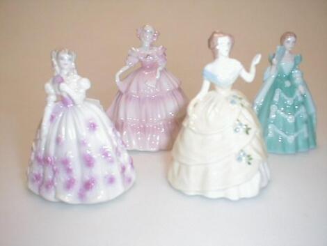 Four Coalport minuet figures titled "Daniel