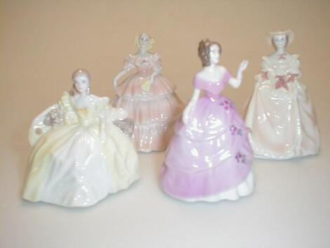 Four Coalport minuet figures titled "Kimberley