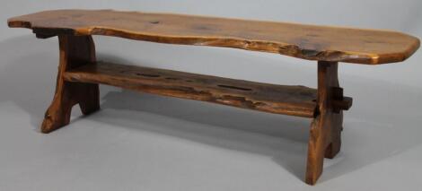 A rustic pine drift wood style bench