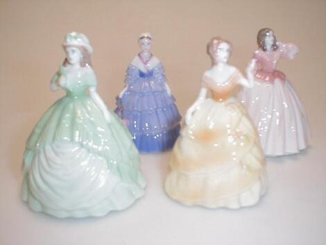 Four Coalport minuet figures tilted "Sophie