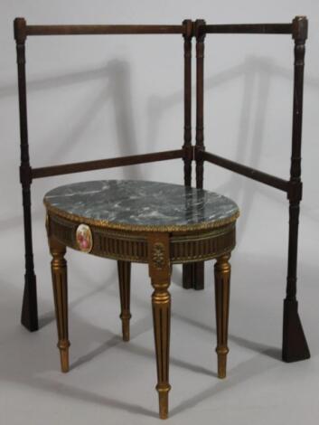 A modern giltwood and marble finish occasional table