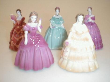 Five Coalport minuet figures tilted "Ashley